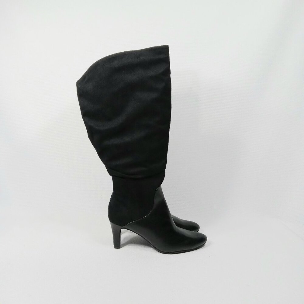 LIFESTRIDE Glory Womens Tall Slouch Boot In Black Faux Suede Size 8 Medium WC
